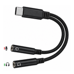 Adaptador USB-C Para Duplo P2 Fone e Microfone