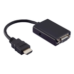 Adaptador HDMI Fêmea x VGA Macho c/ Áudio, Conversor Compatível 1080
