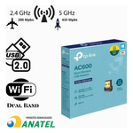 Adaptador Wireless 600Mbps 2.4/5.0Ghz Usb AC600 Archer T2u Nano Tp-link