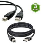 Cabo Impressora Usb 2.0, Reto, tipo A Macho para tipo B 3M Preto