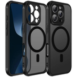 Capa magnética fosca translúcida para iPhone 16 Pro - Preto