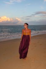 Vestido Odete Seda Berinjela 