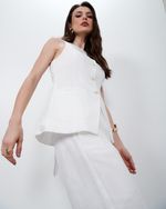 Colete Alongado em 100% Linho | Proa - Off White