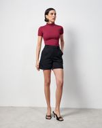 Blusa em Poliamida Manga Curta Com Gola | Simetria - Cherry