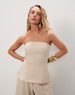 Corset Decote Reto | Pulso - Bege