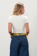 Blusa em Poliamida Manga Curta | Angra - Off White