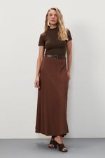 Blusa em Poliamida Manga Curta Com Gola | Simetria - Espresso