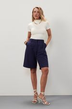 Blusa em Poliamida Manga Curta Com Gola | Simetria - Off White