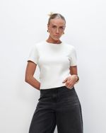 T-shirt em Algodão Pima | Flora - Off White