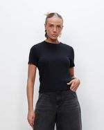 T-shirt em Algodão Pima | Flora - Preto