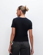 T-shirt em Algodão Pima | Flora - Preto
