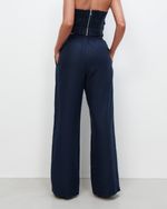 Calça Pantalona em 100% Linho | Vela - Marinho