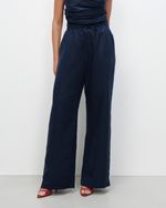 Calça Pantalona em 100% Linho | Vela - Marinho