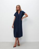Vestido Chemise 100% Linho | Biarritz - Marinho