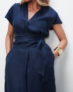 Vestido Chemise 100% Linho | Biarritz - Marinho