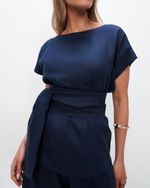 Blusa 100% Linho | Capri - Marinho