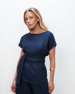 Blusa 100% Linho | Capri - Marinho