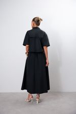Saia Midi em Tricoline Paper | Positano - Preto