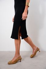 Vestido Gola alta em Malha Canelada I Sol - Preto