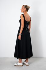 Vestido Midi em Tricoline | Riviera - Preto