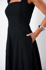 Vestido Midi em Tricoline | Riviera - Preto