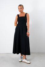 Vestido Midi em Tricoline | Riviera - Preto