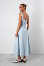 Vestido Midi em Tricoline | Riviera - Azul Sereno