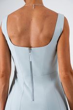 Vestido Midi em Tricoline | Riviera - Azul Sereno