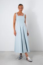 Vestido Midi em Tricoline | Riviera - Azul Sereno