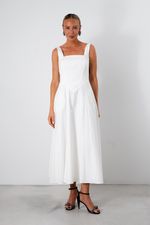 Vestido Midi em Tricoline | Riviera - Branco