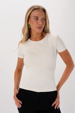 Blusa em Poliamida Manga Curta | Angra - Off White
