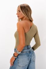 Body Uma Manga | Diagonal - Verde Sage