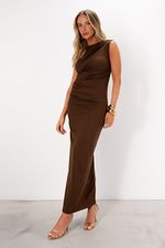Vestido em Poliamida Drapeado Assimétrico | Only - Espresso