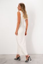 Vestido em Poliamida Drapeado Assimétrico | Only - Off White
