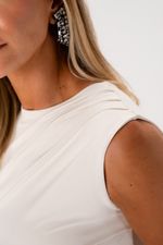 Vestido em Poliamida Drapeado Assimétrico | Only - Off White