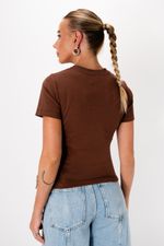 T-shirt em Algodão Pima | Flora - Marrom