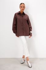 Camisa Oversized em Tricoline Paper | Absoluta - Marrom