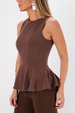 Blusa Estruturada Peplum | Motion - Marrom