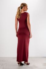 Vestido em Poliamida Drapeado Assimétrico | Only - Merlot