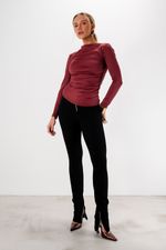 Blusa Assimétrica Drapeada | Zen - Merlot