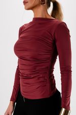 Blusa Assimétrica Drapeada | Zen - Merlot