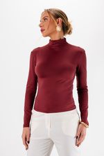 Blusa em Poliamida Manga Longa Com Gola | Linha - Merlot