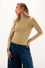 Blusa em Poliamida Manga Longa Com Gola | Linha - Verde Sage