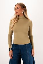 Blusa em Poliamida Manga Longa Com Gola | Linha - Verde Sage