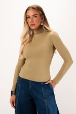 Blusa em Poliamida Manga Longa Com Gola | Linha - Verde Sage