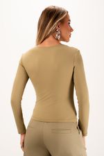 Blusa em Poliamida Manga Longa | Ponto - Verde Sage
