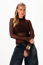 Blusa em Renda |  Bliss - Chocolate