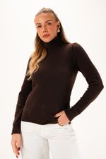 Blusa em Tricô Gola Alta | Aspen - Café