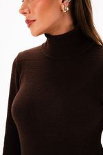 Blusa em Tricô Gola Alta | Aspen - Café