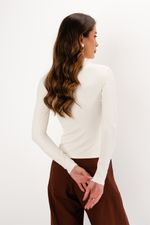 Blusa em Poliamida Manga Longa Com Gola | Linha - Off White